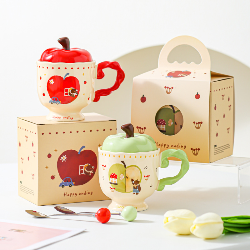 Taza de cerámica de manzana creativa, regalo de oficina, taza de café, taza de agua, taza de desayuno para parejas, regalo