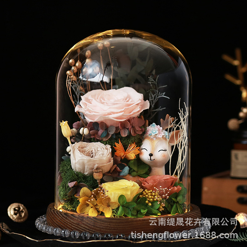 Preserved Flower Gift Box Deer Birthday Gift For Best Friend And Girlfriend Christmas And Valentine’s Day Confession Gift Exquisite Gift Box