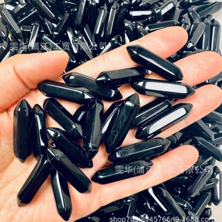 水晶玻璃柱玉石双尖六角柱水晶柱六棱吊坠配件原石水晶石白水晶