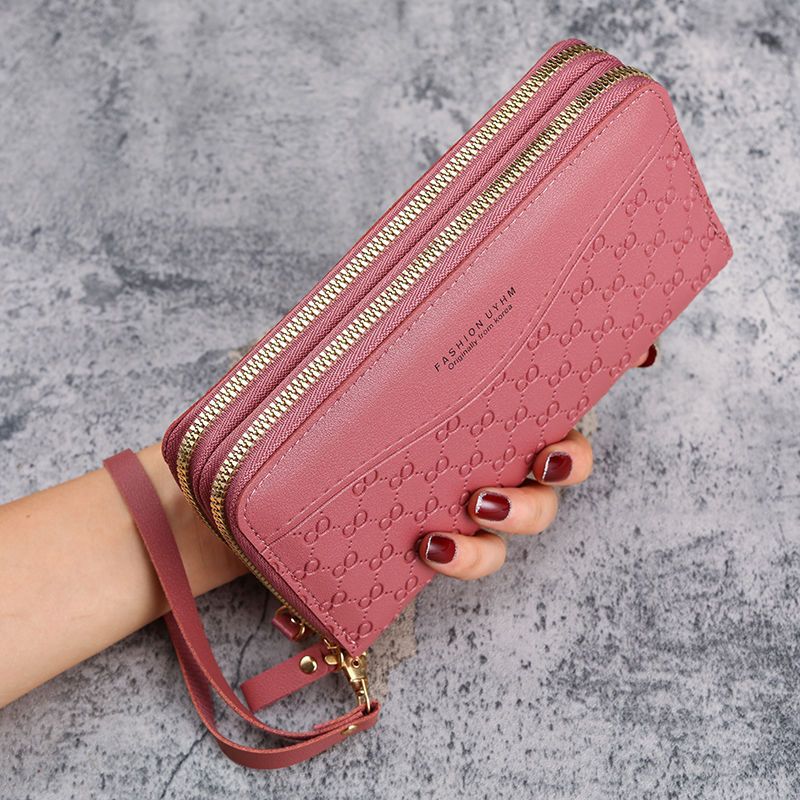 Cartera para mujer, monedero con cremallera de doble capa, bolso para teléfono de gran capacidad, tarjetero con ranura para múltiples tarjetas de doble uso, estilo cinturón multifuncional para mujer.