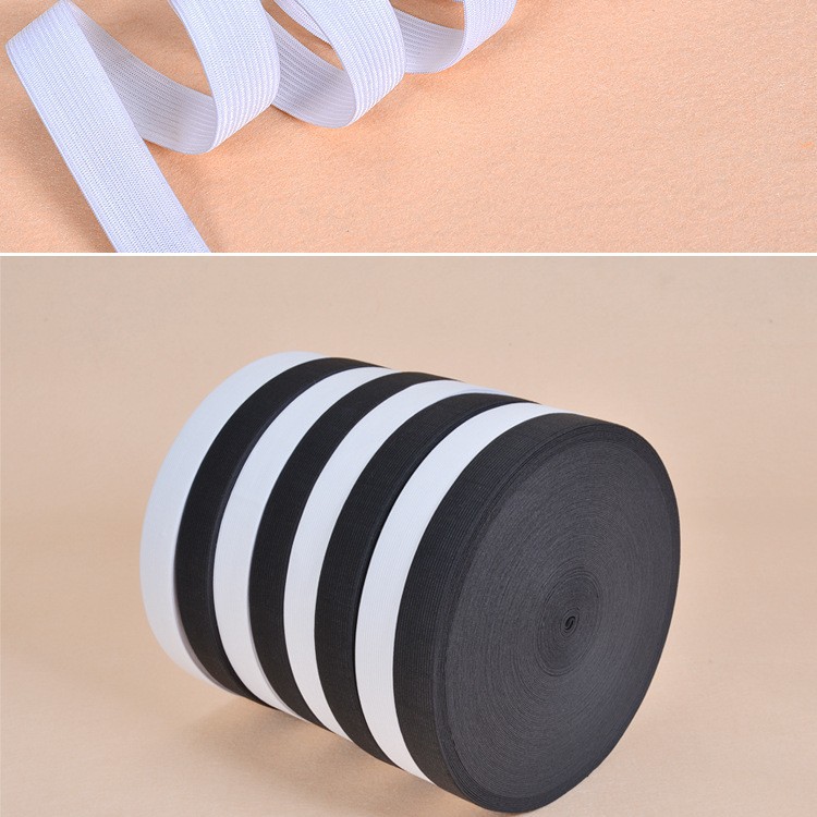 Banda Elástica Plana de Ganchillo para Cintura de 0.3cm-10cm de Poliéster y Látex para Ropa