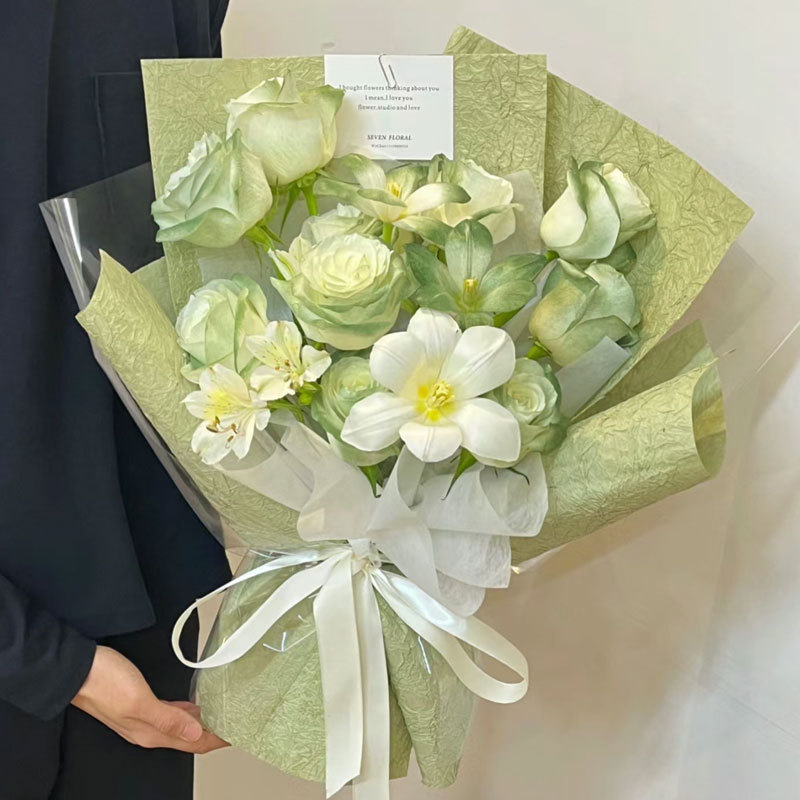 Huaxi Sensación de alta calidad Papel de textura de piedra Pliegues Papel de embalaje de flores Material floral Regalo hecho a mano Material de bricolaje