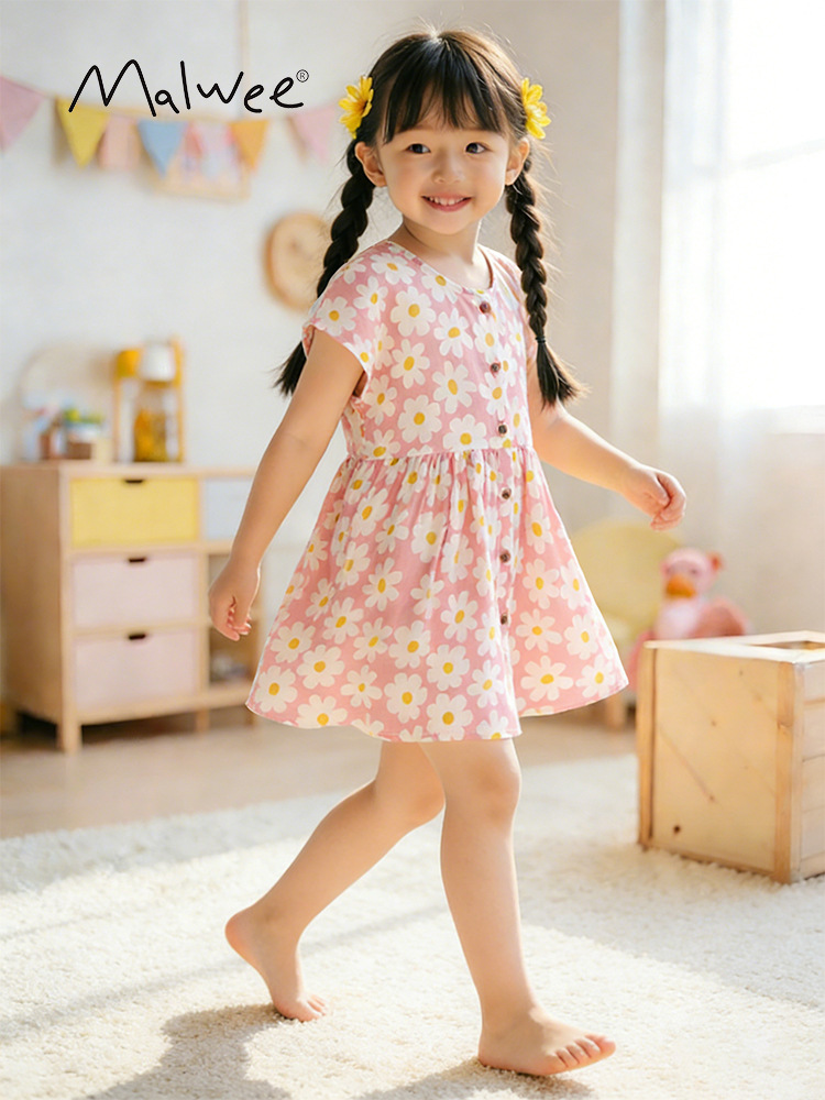 Vestido Princesa para Niña de Algodón de Manga Corta para Verano image 1