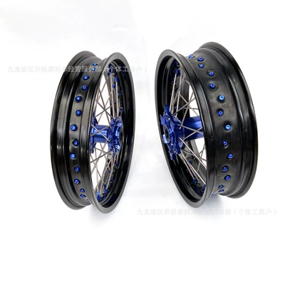 Suitable for KTM EXC300 450 modified wide tire wheel hub assembly Husqvarna FE350 250FC rims (Motorcycle wheel hub) - blue-wheel-hub-assembly