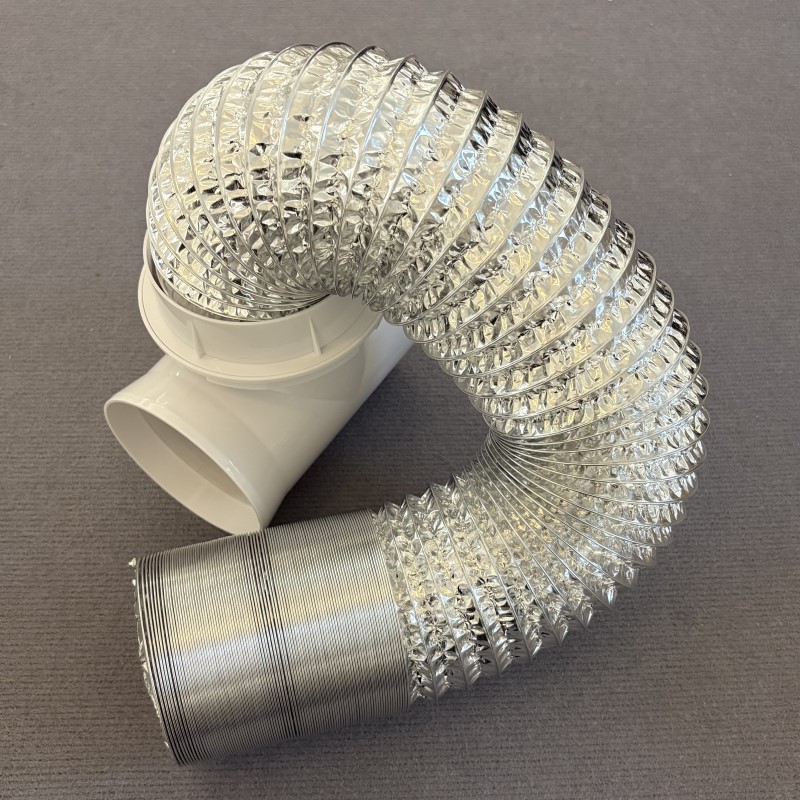 패키지 7: 90도 건조기 커넥터 + 호스 커넥터 + 밀봉 링 + 4인치 2.5m 호스