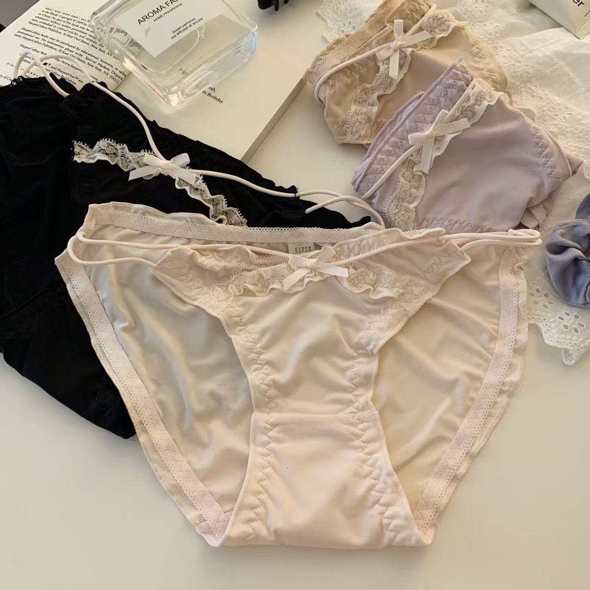 桃花冰酥酪甜妹美约会氛围感法式冰丝细带柔软舒适少女三角裤