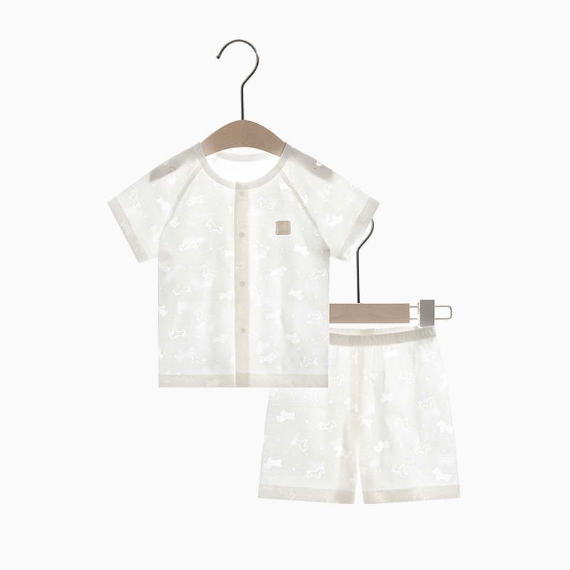 Bebé de manga corta traje de verano niño niña niño ropa delgada niños cardigan split dos piezas conjunto Bebé Ropa de verano