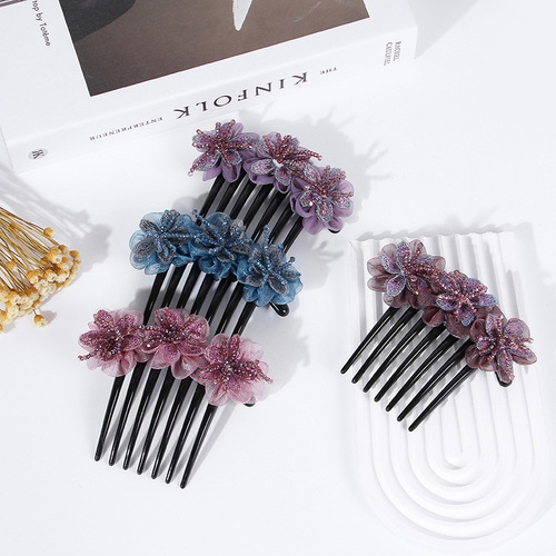 Korean style hair comb, hair clips, non-slip bangs comb, broken hair clips, comb, versatile fashionable crystal hair hoop for women