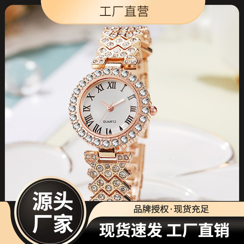 Moda patrón romano con incrustaciones de diamantes para mujer reloj de mujer reloj de cuarzo pulsera reloj de mujer stock de fabricante