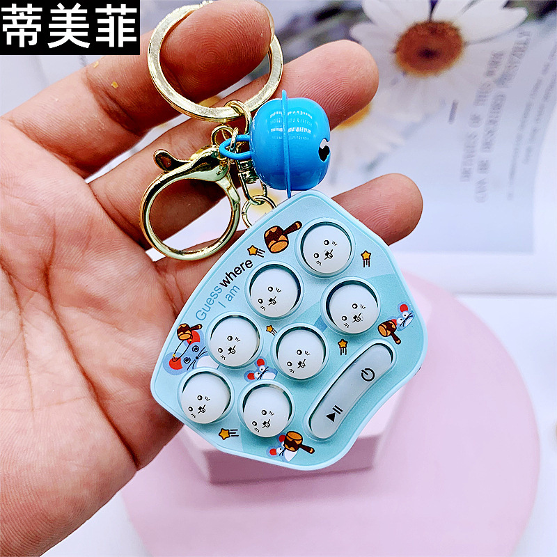 Fun Mini Handheld Whack-A-Mole Toy Game Console Keychain Cartoon Creative Functional Gift Pendant Fun Bag Accessory