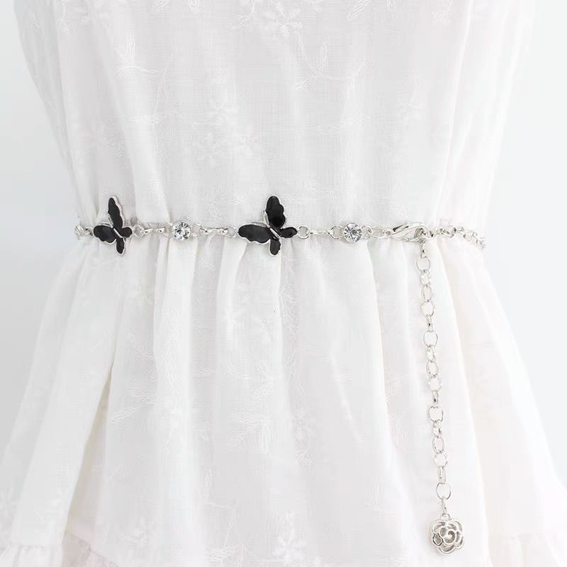 Bohemia retro plata metal mariposa cinturón cinturón de nicho accesorios de estilo nacional vestido