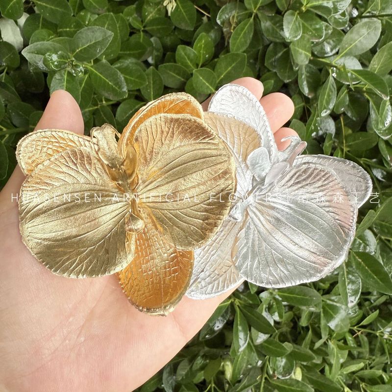 ゴールデンシルバー胡蝶蘭シミュレーション単一花頭手作り結婚式のお土産キャンディーボックス装飾 diy 靴の花|undefined