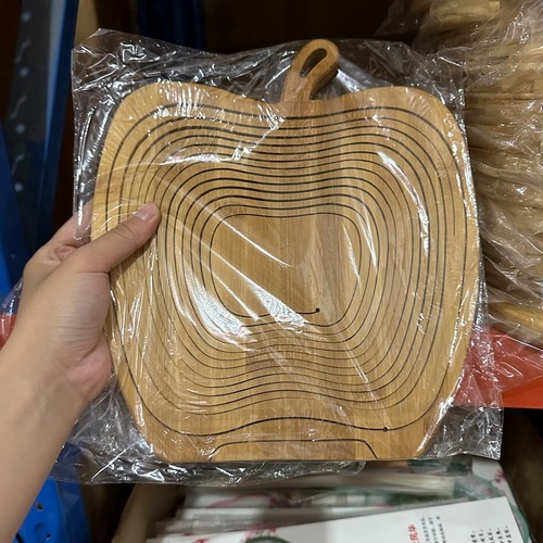 Handheld Folding Fruit and Vegetable Basket Made of Bamboo and Wood, Convenient for Storage, Home Goods, Tourist Attraction Souvenirs