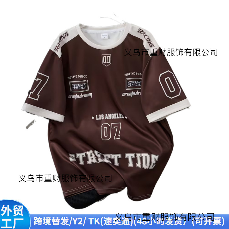 Amazon Y2 Cross-Border Lv Summer 3D Digital Printed Short-Sleeved T-Shirt Men's Trendy Racing Series Top