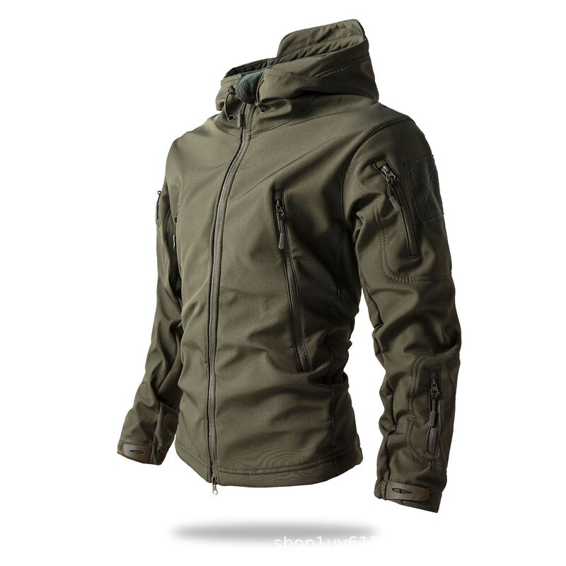 Outdoor Soft Shell Fleece Men's and Women's Autumn and Winter Windproof Waterproof Breathable Warm Three-in-One Jacket Shark Leather Jacket Rush Jacket