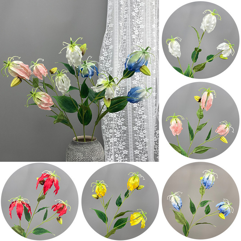 High artificial flower garland Flame Lily living room display Foreign trade wholesale wedding flower arrangement shopping mall hotel soft decoration landscape
