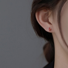 孔明锁红锆石耳钉女2024年新款潮爆款小众设计耳环高级感耳骨耳饰