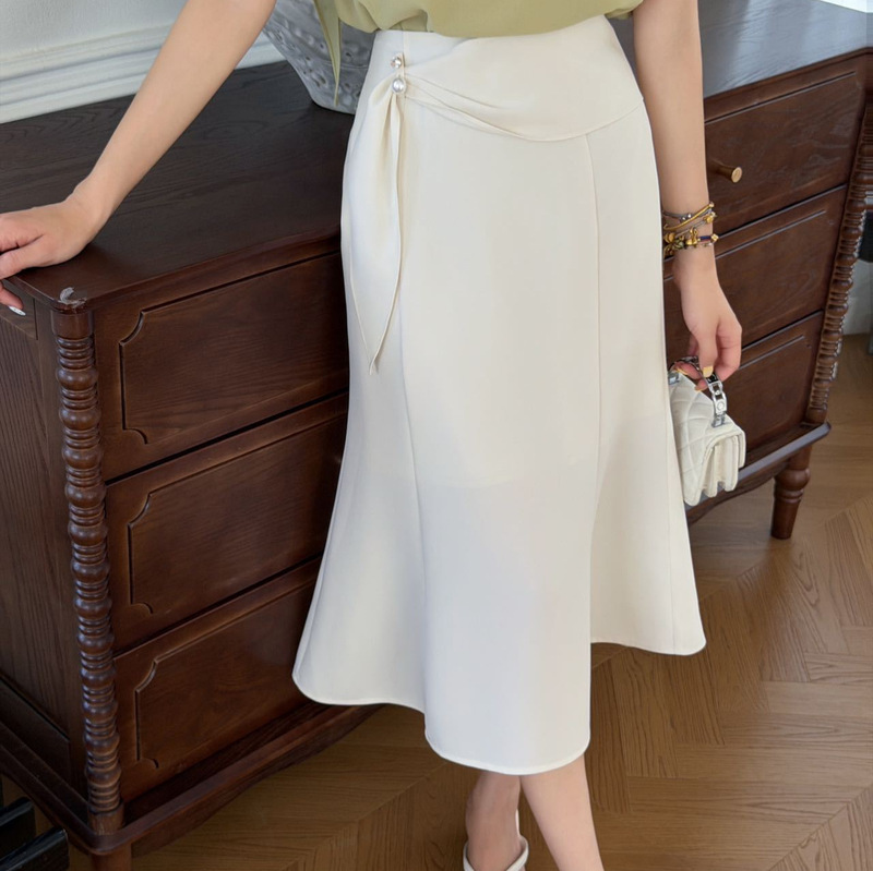 2026 Summer New Korean Style Elegant High-Waisted Pleated Pencil Skirt Fishtail Half Skirt for Commuting Ol Long Skirt for Women 2026 Summer New Korean Style Elegant High-Waisted Pleated Pencil Skirt Fishtail Half Skirt for Commuting Ol Long Skirt for Women