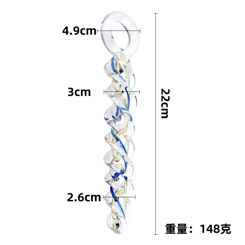 Threaded Glass Anal Plug Dildo, Crystal Borosilicate Massager Stick — detail image 8