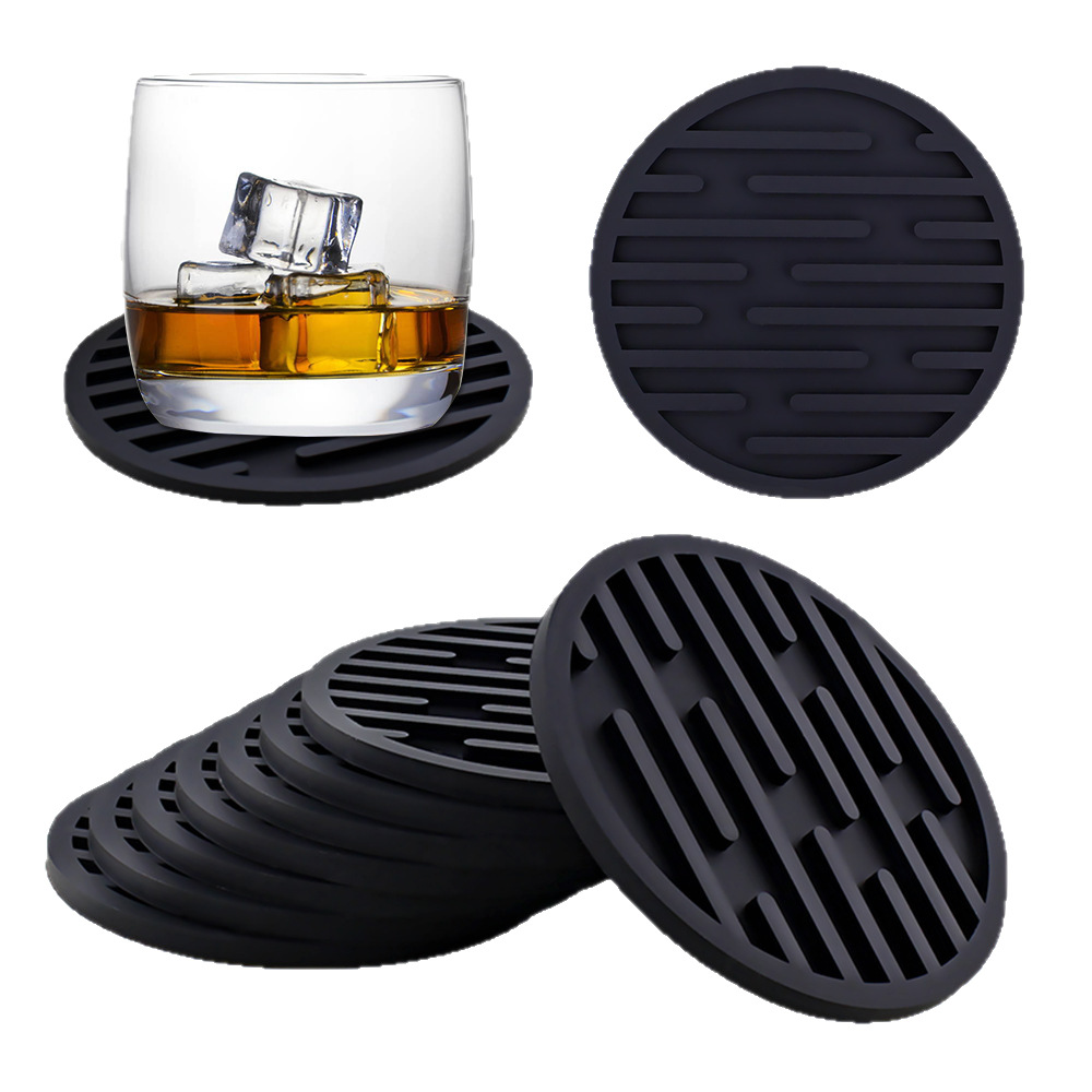 Amazon puede imprimir logo almohadilla de aislamiento térmico juego de silicona posavasos 10cm posavasos de té anti-escaldado alfombra redonda antideslizante para el hogar