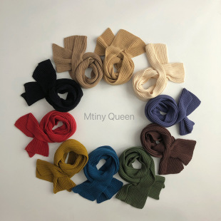 Korean style dopamine ~ Japanese style autumn and winter children's solid color children's scarf neck Western style men's and women's treasure black soft glutinous thick knitted
