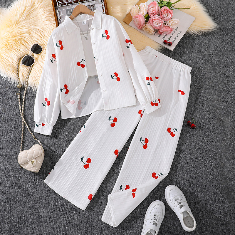 Amazon Ropa para niños europeos y americanos 25 primavera nuevo estilo para niños solapa camisa de manga larga pantalones superior traje transfronterizo para niñas