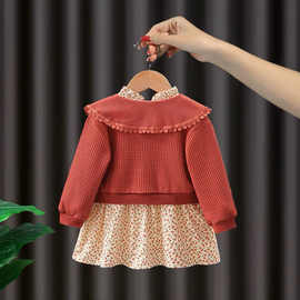 包邮女童春装套装2023新款女宝宝春季时髦网红衣服儿童外套短裙两