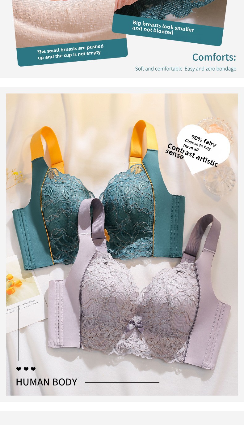 Große Größen Unterwäsche Damen Dünner Push-Up Verstellbarer Brustverschluss für dicke Mädchen Kleine Größe Mädchen Latex Spitzen-BH_voghion.com