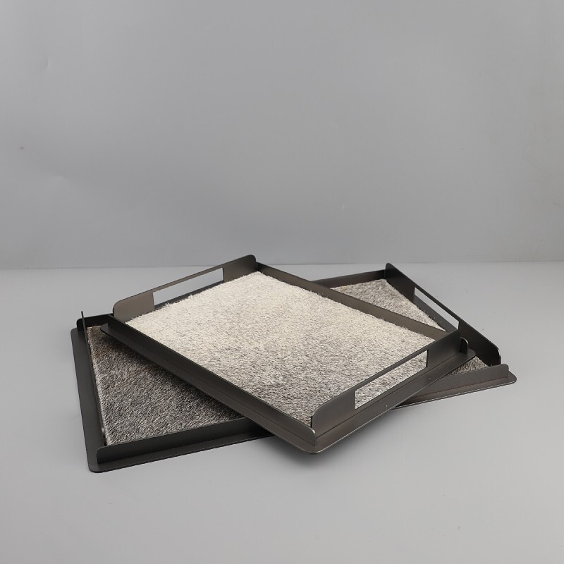 European-style Light Luxury Horse Hair Metal Flower Tray suit Ornaments Living Room Bedroom Hallway Hotel Soft Home Accessories