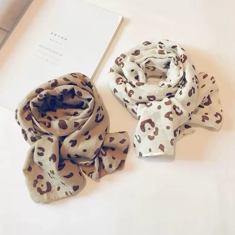 Корейские детские шарфы весной и осенью тонкие детские мальчики и девочки с леопардовым принтом