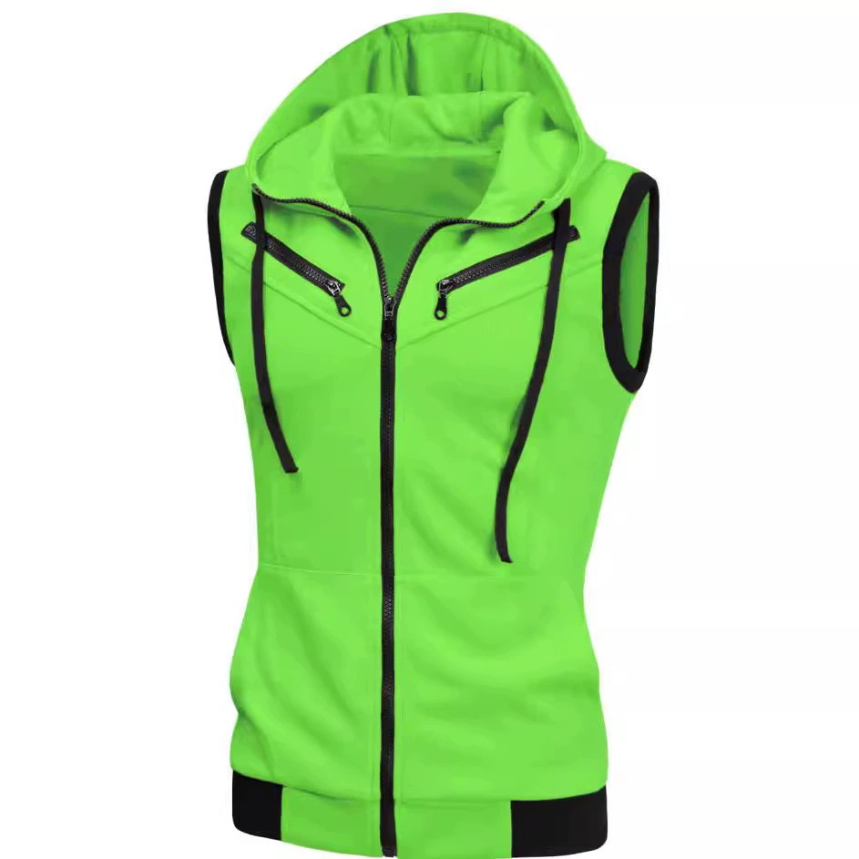 Мужская спортивная безрукавка с капюшоном на молнии, модель 2025 года, производство Amazon, индивидуальный пошив