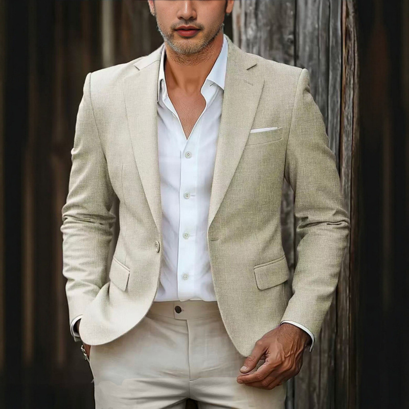 Cross-border men's casual blazer, slim-fit, European and American style, light-colored single-breasted men's fashion business jacket Cross-border men's casual blazer, slim-fit, European and American style, light-colored single-breasted men's fashion business jacket