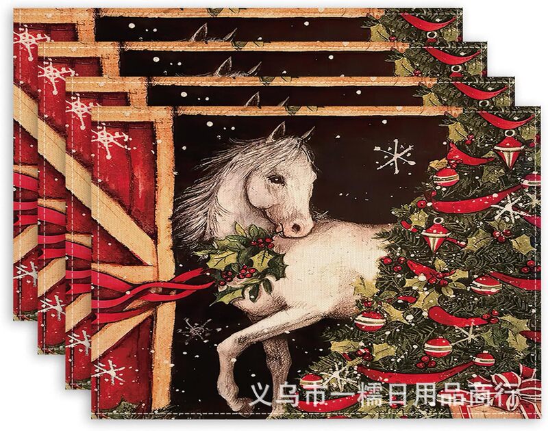 クロスボーダー爆発クリスマス雪だるま食事マット雪格子テーブルマットクリスマスパーティー装飾断熱マット祝日装飾|undefined