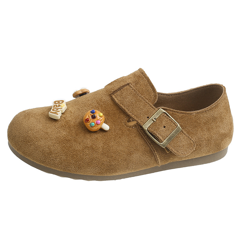 Zapatos de mujer de suela gruesa de dibujos animados 2026 primavera nuevos zapatos Lefour dos zapatos casuales para aumentar la altura de un solo zapato muffins zapatos burkin