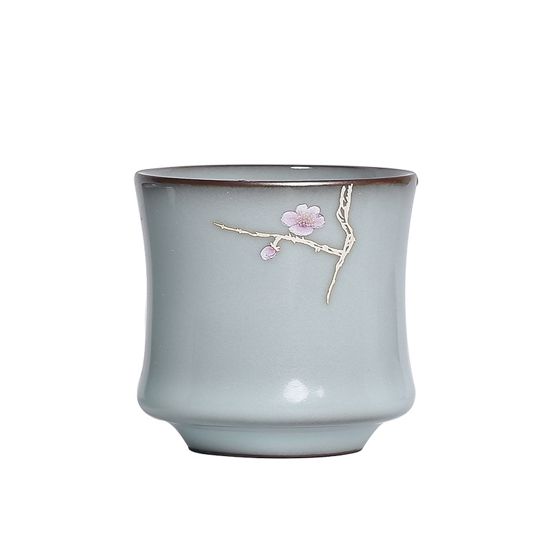 Horno oficial celadón taza de té de cerámica solo maestro taza individual pieza abierta nutritiva taza de té Kung Fu juego de té taza