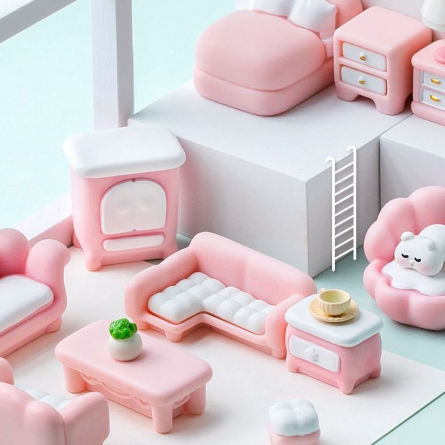 Creative Pink Furniture Series, Baby House Handmade Decoration Accessories, Miniature Living Room Landscaping Ornaments