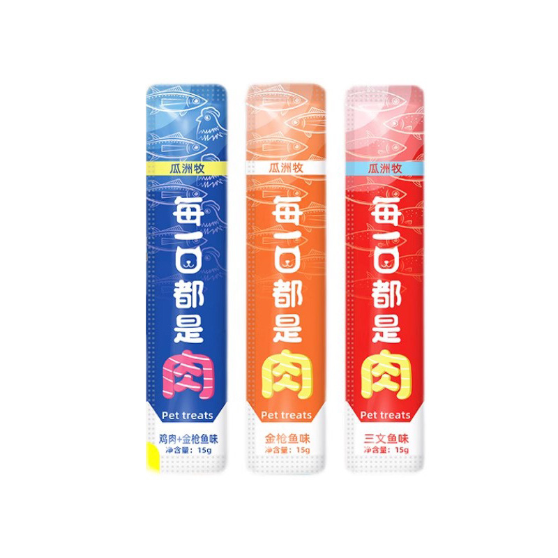 Venta directa de fábrica de 100 tiras de gato, un paquete completo de bocadillos para gatos enlatados, nutrición en alimentos húmedos para gatos jóvenes, oferta especial