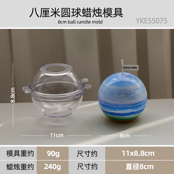 Eight centimeter round ball candle mold