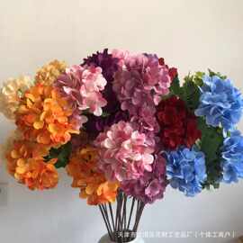 三头绣球新款仿真绣球婚庆婚礼布置装饰高档客厅桌面摆件假花批发