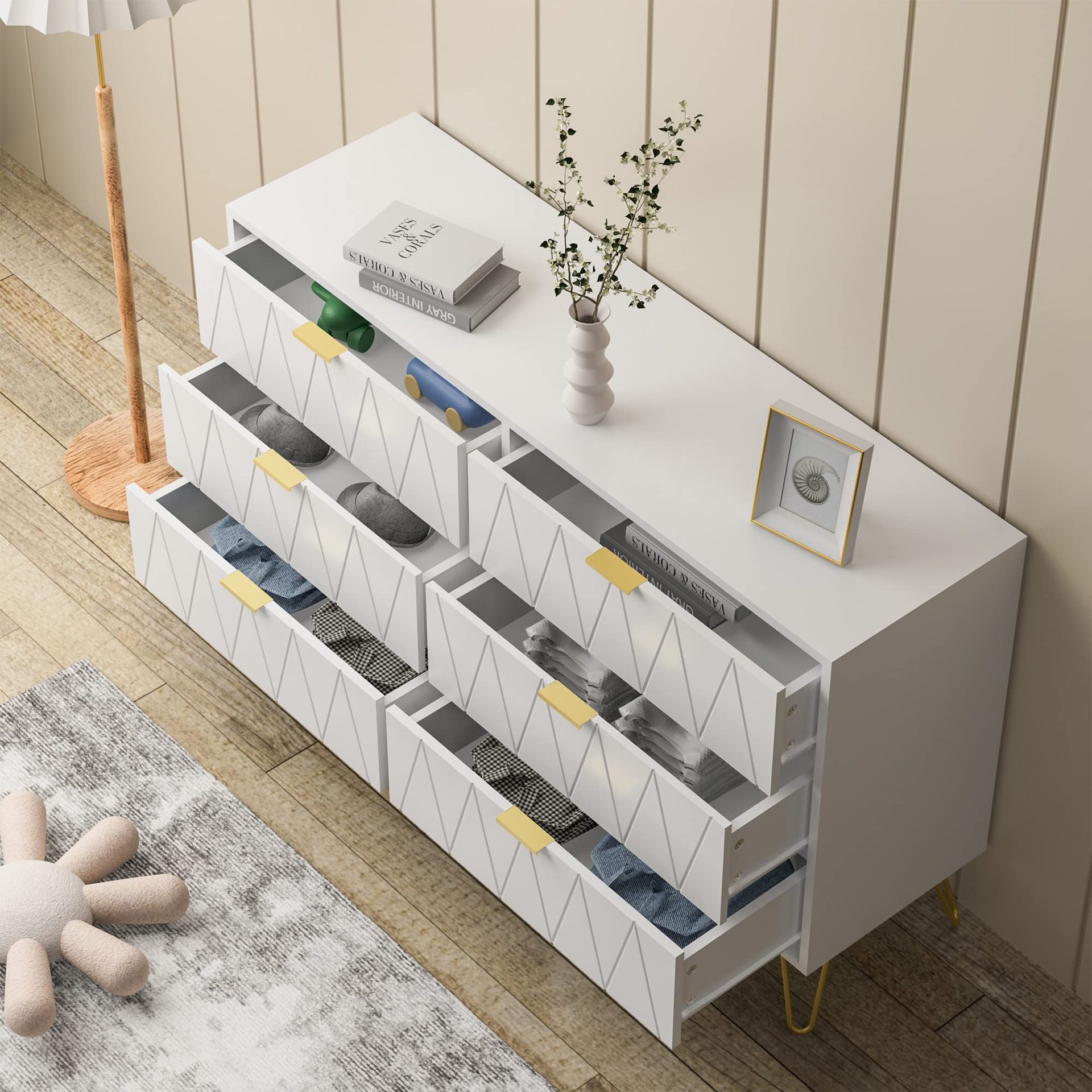 Comercio exterior personalizado seis cajones de cajones dormitorio cajones de cajones