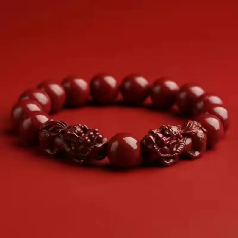 朱砂双貔貅手串紫金砂本命年男女款圆珠手链珠饰品串直播货源|undefined