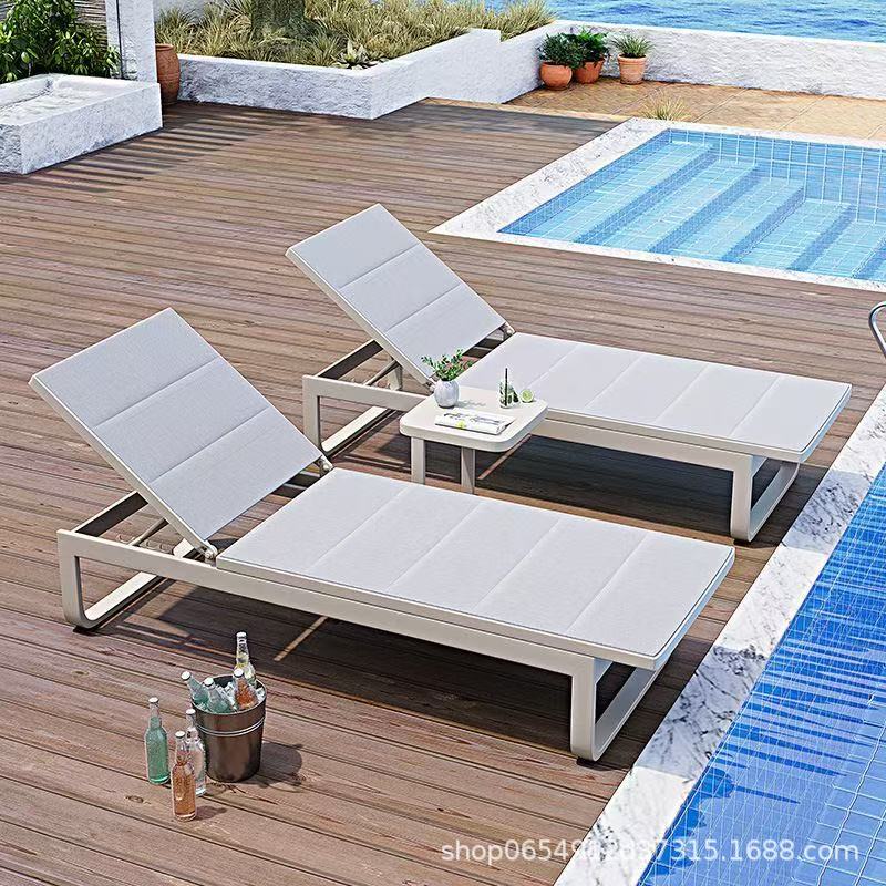 Silla de playa al aire libre de aleación de aluminio, cama de piscina, villa, jardín, hotel, casa de familia, lugar de ocio al aire libre, cama de descanso