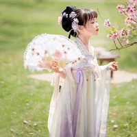 Hanfu девушка лето 2025 новый короткий рукав фиолетовый супер фея юбка старинный стиль высокого класса платье принцессы элегантный костюм для выступления