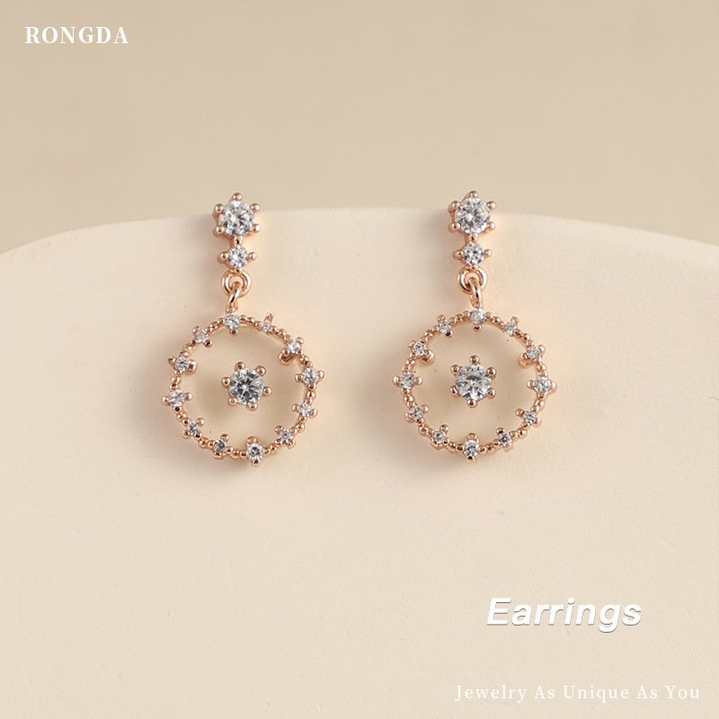 Korean Style Creative Design Earrings Transparent Suspended Glass Inlaid Zircon Earrings Jewelry S925 Silver Needle Earrings For Women