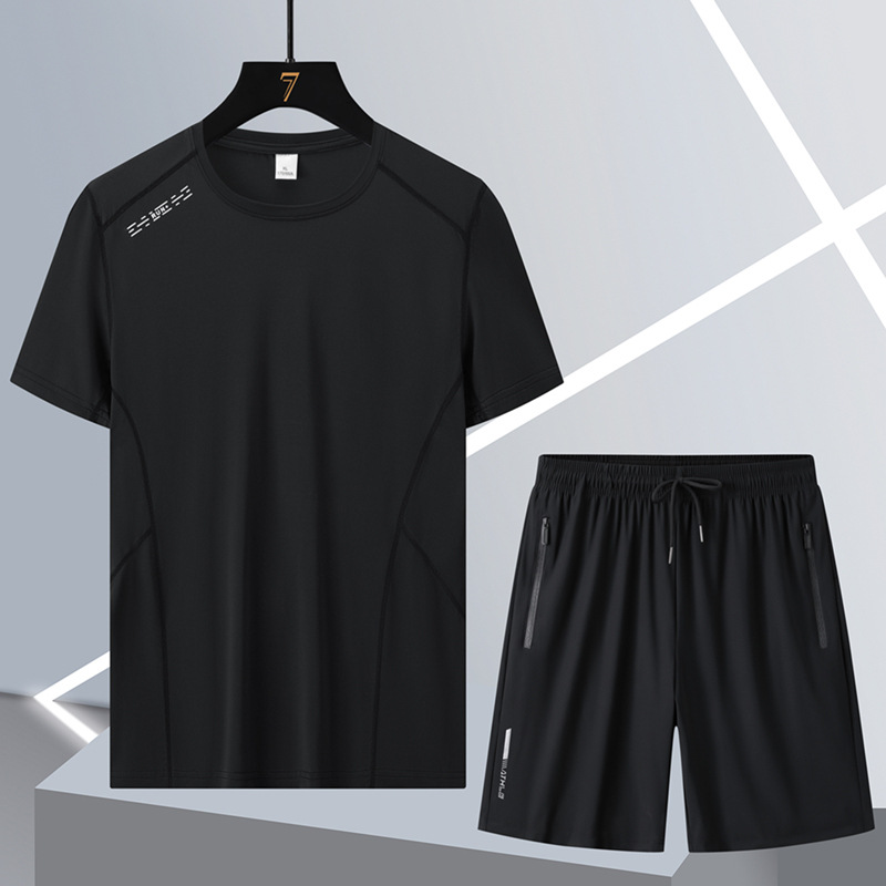 Camiseta de hielo de verano king size hombre papá manga corta juego deportivo hombre rápido seco casual de dos piezas