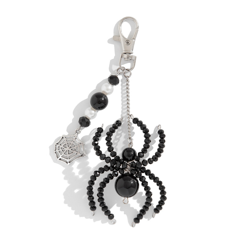 Gothic Halloween Personality Big Spider Keychain Hanging Chain European and American Cross-border Dark Wind Spider Web Anti-loss Bag Pendant