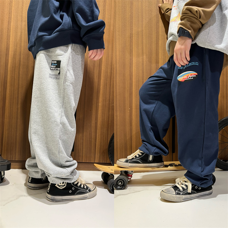 25年冬款儿童加绒运动裤男女童百搭宽松加绒卫裤中大童运动长裤