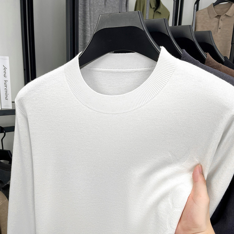 Jacket de manga larga hombre otoño invierno sólido de manga larga cuello redondo de mediana edad Jacquard casual jersey de punto hombre suéter