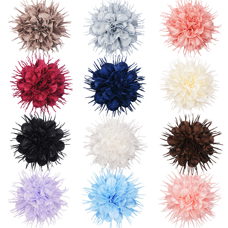New Large Satin Imitation Feather Style Stereo Fabric Flower Diy...