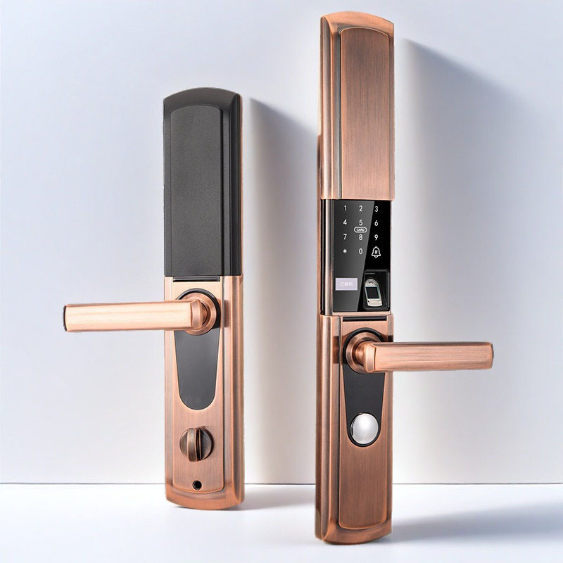 Cerradura clásica deslizante con huella dactilar para uso doméstico, cerradura con contraseña, cerradura con tarjeta magnética, cerradura inteligente antirrobo para puerta, cerradura automática con cubierta deslizante.